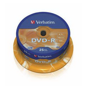    VERBATIM DVD-R 16x 4.7Gb 25 Cake Box 