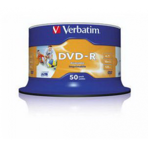    VERBATIM DVD-R 16x 4.7Gb 50 Wide photo printable cake box