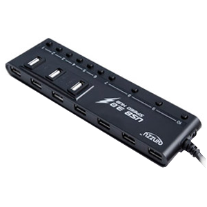  HUB USB3.0 Ginzzu GR-380UAB (10 port + adapter)