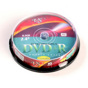    VS DVD+R 2.4x 8,5Gb Double Layer Cake Box Ink Print 10 .